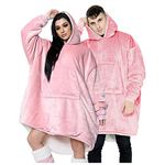 Hug Snug Oversized Hoodie Women, Sherpa Fleece Snuddies Women Blush Pink Blanket Hoodie Mens, Wearable Blanket Women's Hoodies Adults Snuddie Udie