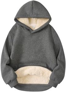 Kid's Boys Girls Sherpa Fleece Lined Hoodie Winter Warm Cozy Pullover Sweatshirt (X-Small, DarkGrey)