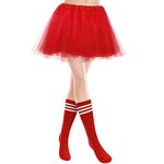 Simplicity Women Adult Elastic 3 Layered Ballerina Tutu Running Costume,Red