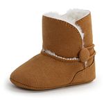 Newborn baby girl boots soft non-slip knit flower warm winter snow boots (12-18months,Brown)