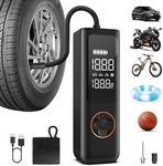 QiCYCLE P1 Tyre Inflator Air Compressor 2.6Ah*3 7800mAh, 150PSI Portable Bike Pump Auto-Off, Digital Pressure Gauge for Car,Motor,Bike,Ball w/LED Light