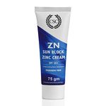 CSC ZN Sunblock Zinc Oxide Cream - SPF 50+ Broad Spectrum Sports Sunscreen (cricket, football, swimming, jogging, cycling, biking), Sweat & Water Resistant, Paraben Sulphate Free, 75g