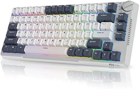 RK ROYAL KLUDGE H81 Hot Swappable Mechanical Keyboard, Triple Mode 2.4Ghz/BT5.1/USB-C Knob Control Wireless Gaming Keyboard Gasket Mounted with RGB Backlit SkyCyan Switch, 75% Layout 81 Keys