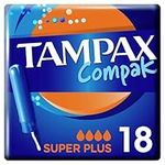 Tampax Compak Tampons, Super Plus With Applicator, 18 Tampons, Leak Protection And Discretion, Super Absorbent