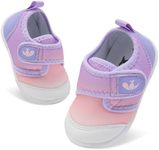 FEETCITY Baby First Walking Shoes Boys Girls Infant Sneakers Crib Shoes Breathable Lightweight Slip On Shoes, Gradientpurple, 12-18 Months Infant