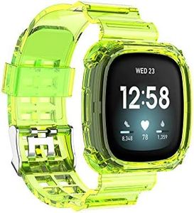 QIEMUTER Clear Watch Band Compatible with Fitbit Sense 2 / Sense Bands, Fitbit Versa 4 / Versa 3 Bands Women Men, Silicone Transparent Crystal Bumper Case Band for Fitbit Sense 2 / Versa 4 Smart Watch