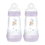 MAM Easy Start Self Sterilising Anti-Colic Baby Bottle Pack of 2 (2 x 260 ml), MAM Bottles with Medium Flow MAM Teats Size 2, Newborn Essentials (Designs May Vary)