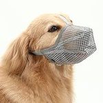 Dog Muzzle Soft Nylon Muzzle - Adjustable Breathable Mesh Muzzle, Dog Mask, Mouth Cover for Anti-Biting Anti-Barking Licking (Grey, Size L)