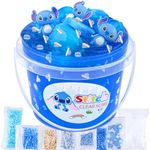 Clear Slime, Blue Clear Jelly Cube Glimmer Crunchy Slime with 8 Add-ins, Idea Stress Relief Toy, Kids Party Favor, Birthday Christmas New Year Easter Gifts for Girls and Boys Age 6 7 8 9 10+