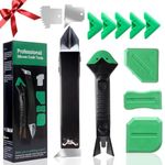 Silicone Caulking Tools – Metal Caulk Remover Scraper with Replaceable Sharp and Serrated Blades, 5 Replaceable Silicone Finishing Pads, 3 Silicone Finishing Tools, DIY Home Repair Kit