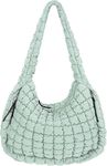 VOSTEVAS Quilted Tote Bag for Women Puffer Shoulder Bag with Zip Large Lightweight Padding Hobo Purse Beach Handbag (Green)