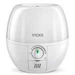 Vicks VUL500C 3-in-1 SleepyTime Ultrasonic Humidifier Diffuser Night-Light, Small Humidifier for Baby, Bedroom, Office Desk, with Variable Output Control, Scent Pad Slots, Auto Shut-Off, 2.3L/0.6Gal
