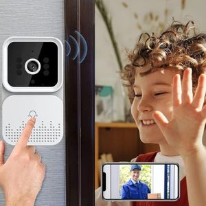 Smart Wireless Remote Video Doorbell with Chime,Cloud Storage, 2-Way Audio,Home Intercom HD Night Vision WiFi Security Doorbell(white)-m6