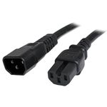 StarTech.com 6ft (1.8m) Heavy Duty Extension Cord, IEC 320 C14 To IEC 320 C15 Black Extension Cord, 15A 250V, 14AWG, Extension Power Cable, Heavy Duty AC Power Cord, UL Listed (PXTC14C156)