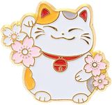 Kisangel Cat Pin Maneki Neko Lucky Cat Brooch Cute Pins Japanese Myth Fortune Neko Badges Jewelry for Clothing Bags Jackets Shirts Backpacks DIY Craft