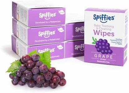 Spiffies Baby Teeth Wipes - Grape Flavor, Xylitol-Enriched Baby Gum Cleaner & Dental Wipes for Teething Relief and Teeth Cleaning - Safe for Infants & Toddlers, 20 Count (Pack of 6)