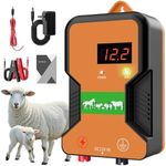 9.32 MilesElectric Fence Charger, 2J Energy Output 12KV Output Voltage,AC DC Electric Fence Energizer with LED Display for Preventing Wild Animals Intruding Great for Gardens,Poultry（Blue)