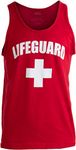 Ann Arbor T-shirt Co. Lifeguard | Red Adult Lifeguarding Uniform Costume Unisex Tank Top Men Women - XL