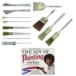 Bob Ross Landscape Brush Set Oil Based Paint Tools and The Best of Joy of Painting Book, 13 Pieces