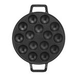 Vinod Legacy Cast Iron Paniyarakkal Pan-15 Cups,25cm | Pre-Seasoned, Heavy-Duty Appam Patra | Naturally Non-Stick, Durable & Even Heating | Ideal for Paniyaram, Paddu, Kuzhi Paniyaram | Gas Stove Safe