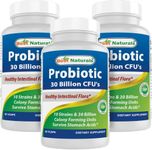 Best Naturals Probiotic 10 Strains & 30 Billion CFU Intestinal Flora, 60 Veggie Capsules (60 Count (Pack of 3))