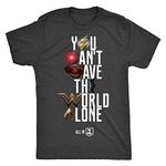 PdlPrint Men's Regular Fit Justice League Movie 'You Can't Save The World Alone' Tee Graphic Printed T-Shirt (Black - XXXL) (Size 48)