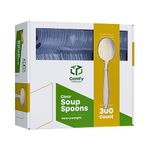 [300 Pack] Heavyweight Disposable Clear Soup Spoons - Engraved