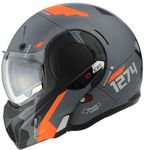 VPR F242 P/J Reverse Flip-Up Motorcycle Helmet - Double Visor Modular Jet Crash Helmet for Racing Sports Touring - Road Legal ECE22.05/22.06 Approved Motorbike Helmets (Verto Matt Grey/Orange,2XL)