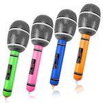 4Pcs Inflatable Microphone for Kids Adults, Jagowa Pretend Play Microphone Toys Musical Instrument Party Supplies Gifts (4 Colors)