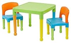 Liberty House Toys Children's Multi-Coloured Table & 2 Chairs Set, Multicoloured, 51x51x43.5 cm