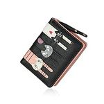 EVEOUT Women's Wallet PU Leather Purse Cute Short Bifold Money Bag with Coin Purse Card Holder Black