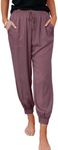 Dokotoo Womens Summer Comfy Casual Loose Solid Lightweight Drawstring Tie Elastic Waist Jogging Joggers Pants Sweatpants for Women with Pockets Purple Medium