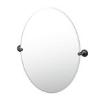 Gatco Desinger II Frameless Oval Mirror, 32-inch, Matte Black