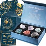 Faivykyd Cancer Zodiac Birthday Crystals Gifts - w/50 Daily Affirmations Cards and 6 Healing Crystals Natural Stones, Positive Affrimations with Healing Crystals, Spriritual Gifts for Women