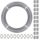 RECTOO 100FT 1/8" T316 Stainless Steel Cable with Cutter, 7x7 Strands Aircraft Wire Rope for Deck Railing, Stair Handrail, Porch Fence, High Strength for Indoor and Outdoor Use