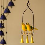 ExclusiveLane ‘Cannery Twittery’ Hand-Painted Decorative Hanging Wind Chime in Metal -Wind Chimes for Home Positive Energy Balcony Home Decorative Items Wall Hanging Bells Decor for Living Room