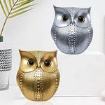 SRJANA Modern Classy Lucky Owl Combo Resin Art Figure Showpiece (Pack of 2, Golden and Silver)