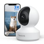 Reolink 4K Indoor Camera with 3X Optical Zoom, Pet Camera, Baby Monitor, Crying Sound Detection, Privacy Mode, Human/Pet Auto Tracking, 2.4/5GHz WiFi 6 Home Security Camera, 8MP Night vision, E1 Zoom