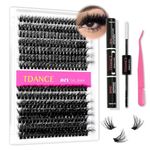 Fluffy Eyelash Extensions Kit With 280pcs Thick Cluster Lashes,60D 80D Individual Lashes, Lash Bond, Seal Glue, Applicator for Beginners(Kit-Fluffy-60D+80D-280PCS)