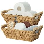 GRANNY SAYS Wicker Storage Baskets, Pack of 2 Wicker Baskets for Storage, Handwoven Wicker Basket Storage for Organizing, Small Wicker Baskets with Handles, Waterproof Wicker Storage Boxes, Nature