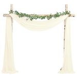 Wedding Arch Draping Fabric 4 Panels 28"x20ft Ivory Chiffon Curtain Drapes, Sheer Backdrop Curtain Wedding Arch Decorations, Ceiling Drapes for Wedding Ceremony Bridal Show Party Ceiling Decor