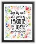 Eleville 8X10 Any day spent with you is my favorite day Floral Watercolor Art Print (Unframed) Winnie the Pooh Quotes Nursery decor wall art Home Decor Birthday Wedding Holiday Gifts WG084