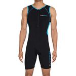 RunBreeze Men's Triathlon Suit | Breathable, Quick-Drying Tri Suit with Rear Pockets (Black/Blue 2019, XL (Chest 43" inches/Waist 36" inches))