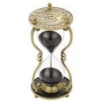 60 Minute Hourglass Sand Timer:Sun & Moon Engraving Metal Sand Clock, Brass Black Sand Watch 60 Min,Large Reloj De Arena 1 Hora, Antique 1 Hour Glass Sandglass for Gift Office Desk Decorative