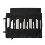 QEES Chefs Knife Roll Bag 11 Slots, Heavy Duty Waxed Canvas Knife Bag, Waterproof Knife Case for Camping, Hiking, Multi-function Tool Roll Bag (Black)