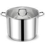 P&P CHEF Large Stainless Steel Stock Pot (24 Quart), Cooking Soup Pot with Visible Lid, Induction Pot for All Stoves, Extra Deep Stew Pot Cookware for Seafood & Canning, Dishwasher Safe