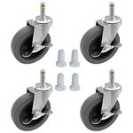 4 Inches Stem Caster Wheels,7/16-Inch Stem Diameter Rubber Casters Set of 4 with Side Brake,Heavy Duty TPR Replacement Wheels for Utility Cart Rubbermaid Mop Bucket Shop Vac Weber Grills - 4 Pack