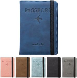 Passport Holder,Passport Covers with SIM Slot,RFID Blocking Passport Wallet Case Passport Travel Book Holder Cover Case,PU Leather Document Organizer Protector,for Boarding Passes (Blue)