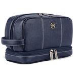 HAMMONDS FLYCATCHER Genuine Leather Toiletry Kit Bag For Men,Blue|Leather Dopp Kit 11Cms|Toiletry Bag|Shaving Kit Bag|Travel Toiletry Bag|Grooming Kit Organizer|Hand Stitched Vanity Case,Free Size