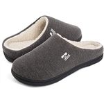 RockDove Men's Sherpa Lined Memory Foam Clog Slipper, Size 11-12 US Men, Grey